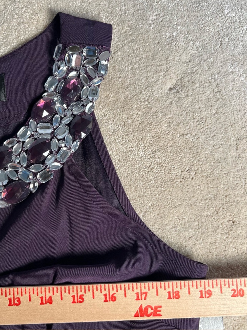 connected apparel Deep Plum Embellished Neckline Sheath Dress - Picture 10 of 12
